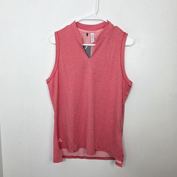 Adidas Red Ultimate Textured Sporty Golf Outdoor Sleeveless Polo Shirt Size L - Picture 2 of 9